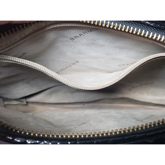 Brahmin Bekka Shoulder Bag Black Melbourne | Croc Embossed Leather Small Purse - Picture 5 of 12